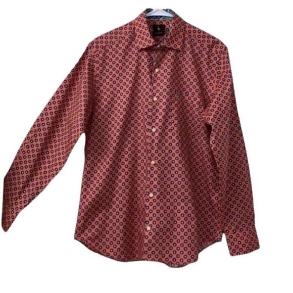 Tailorbyrd Red and Blue Patterned Casual Button Down Shirt - Picture 3 of 6